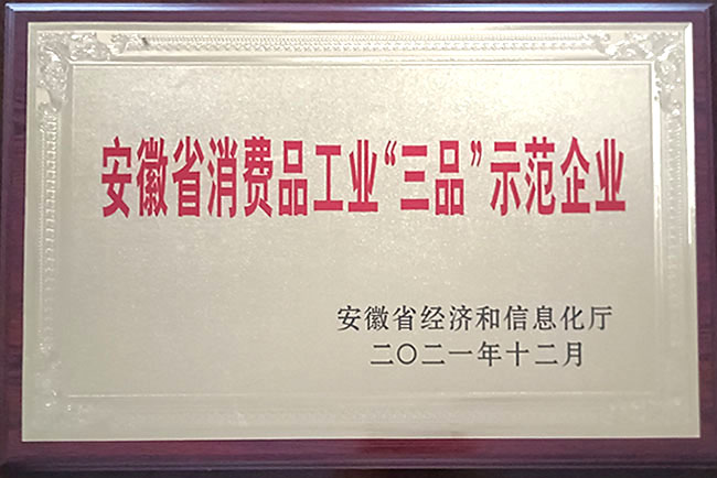 安徽省消費品工業(yè)“三品”示范企業(yè)